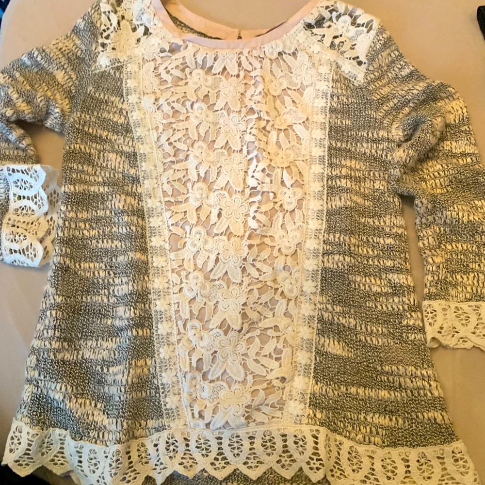 Champagne and strawberry size small lace detailed sweater